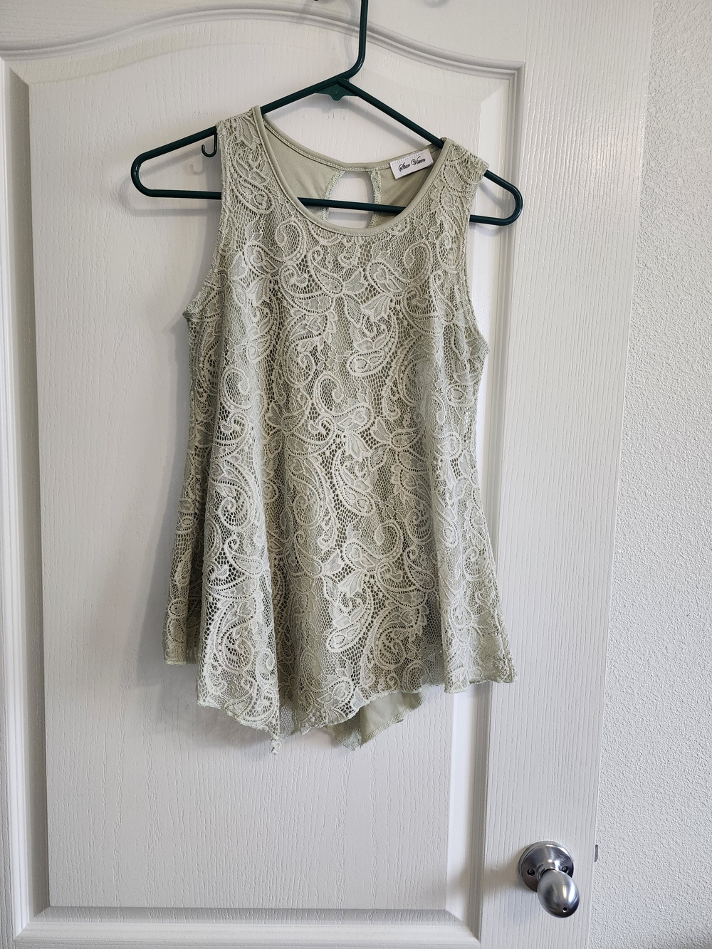 Star Vixen Lace Overlay Camisole - Sage Green